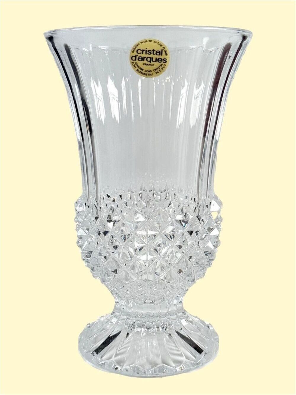Vintage Cristal d'Arques France Durand Longchamp Lead Crystal Footed Vase 7 in